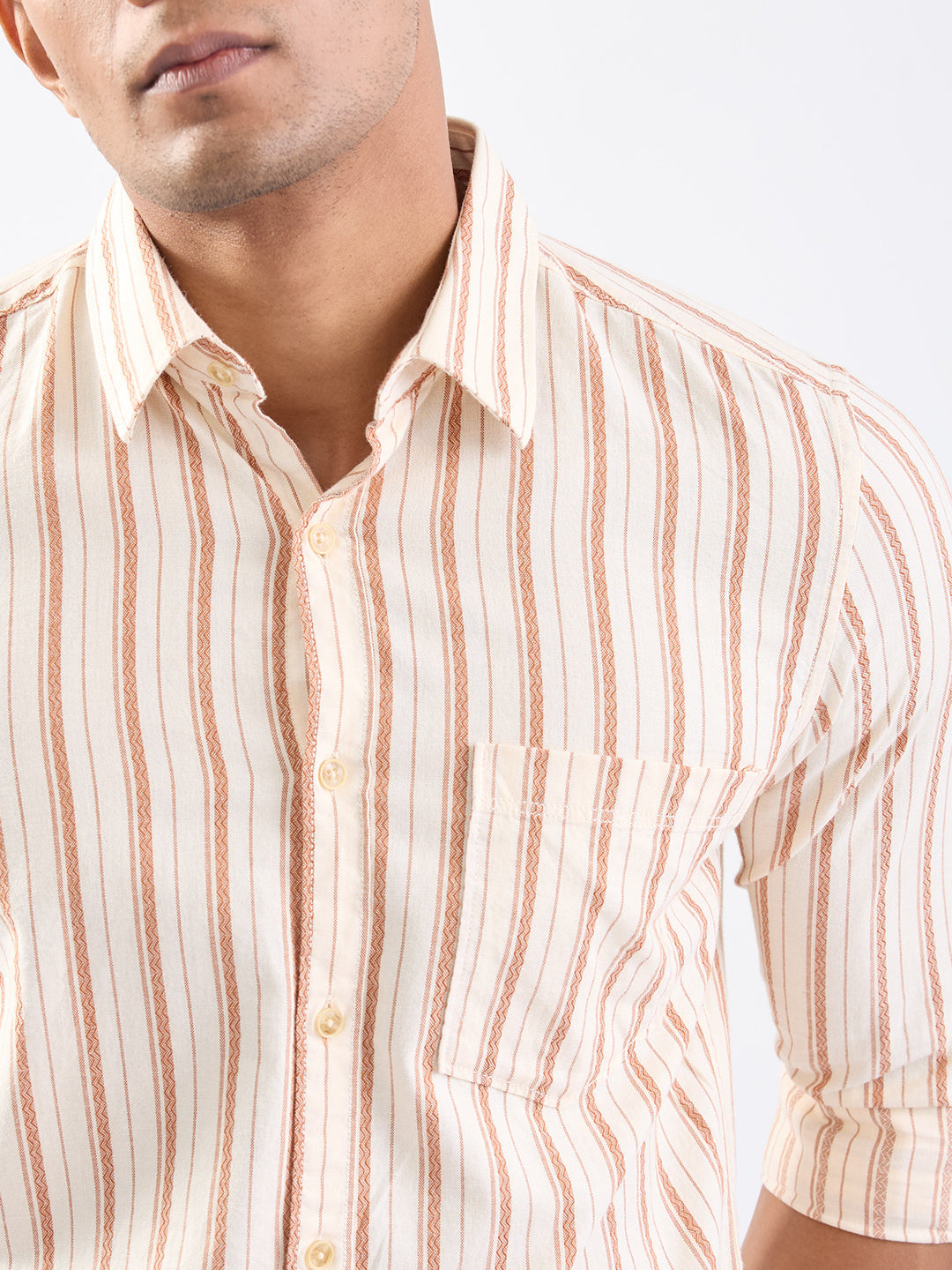 Spykar Friar Brown Slim Fit Casual Shirts For Men