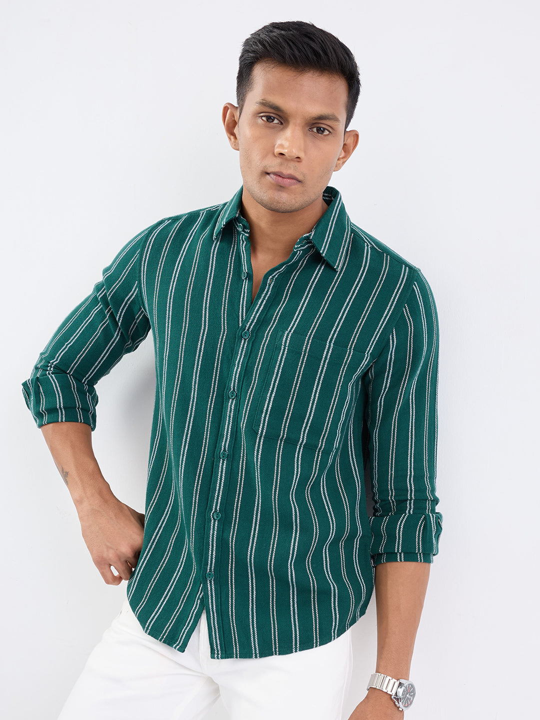 Men Shirt Green Slim Fit