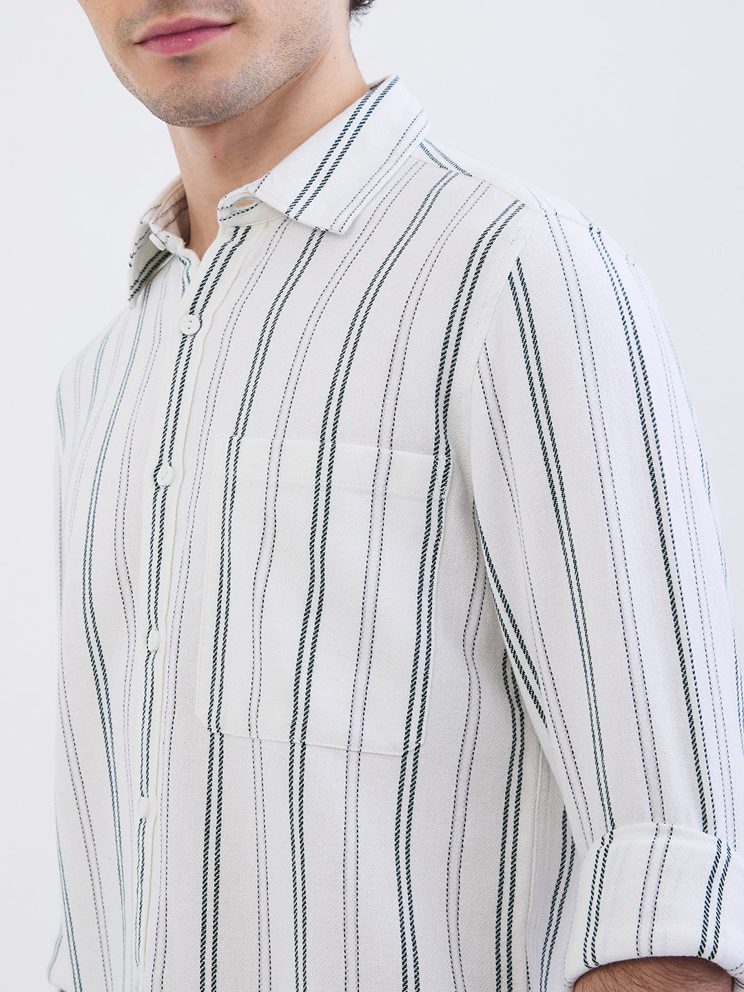 Spykar White Slim Fit Casual Shirts For Men