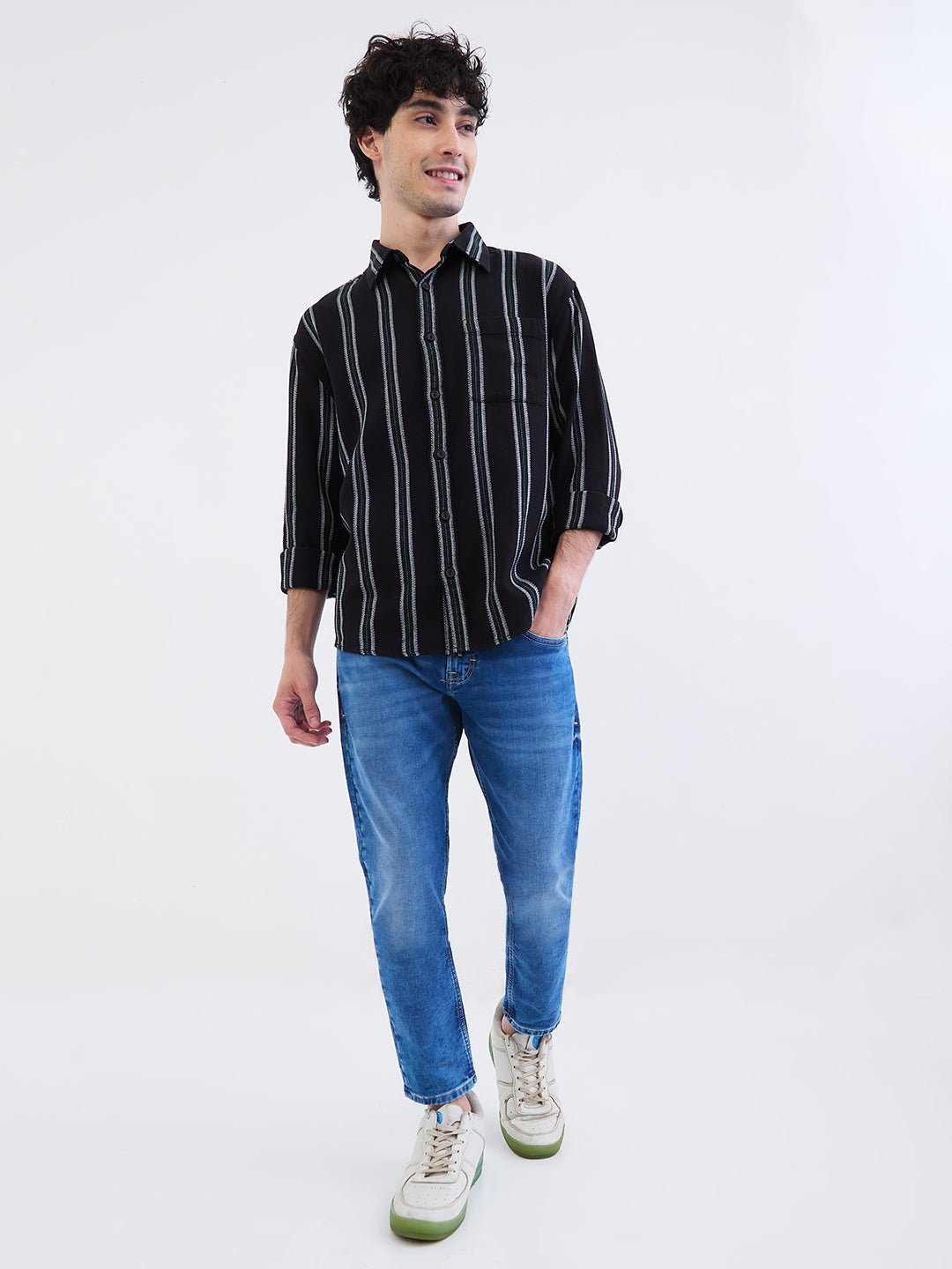 Spykar Botanical Green Slim Fit Casual Shirts For Men
