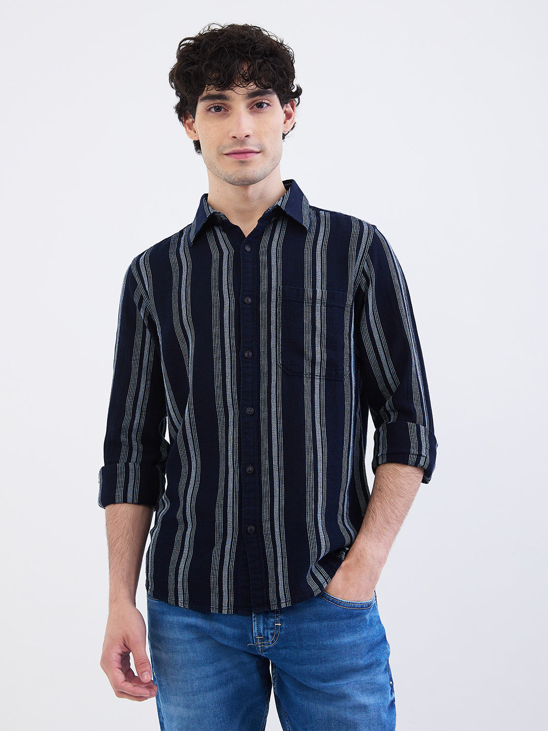 Men Shirt Blue Slim Fit