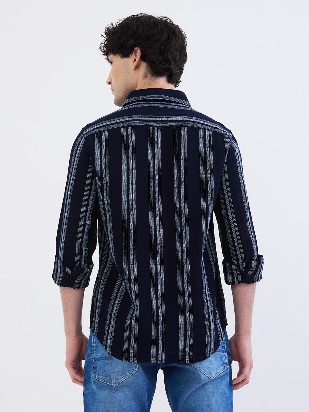 Spykar Indigo Blue Slim Fit Casual Shirts For Men