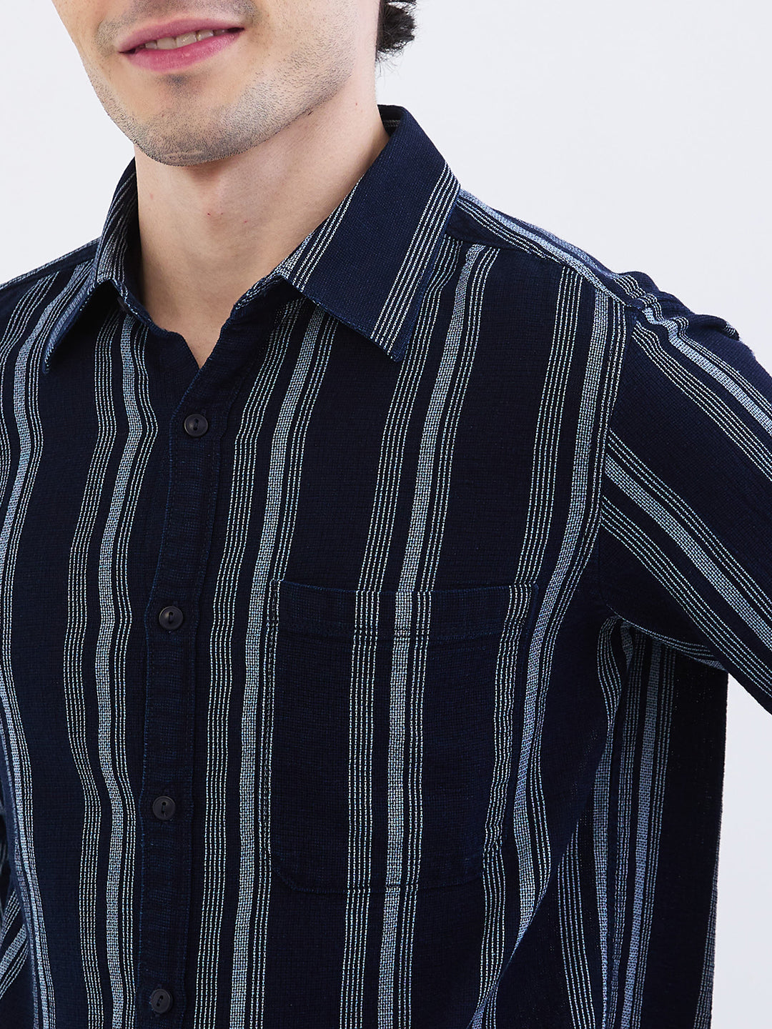 Spykar Indigo Blue Slim Fit Casual Shirts For Men