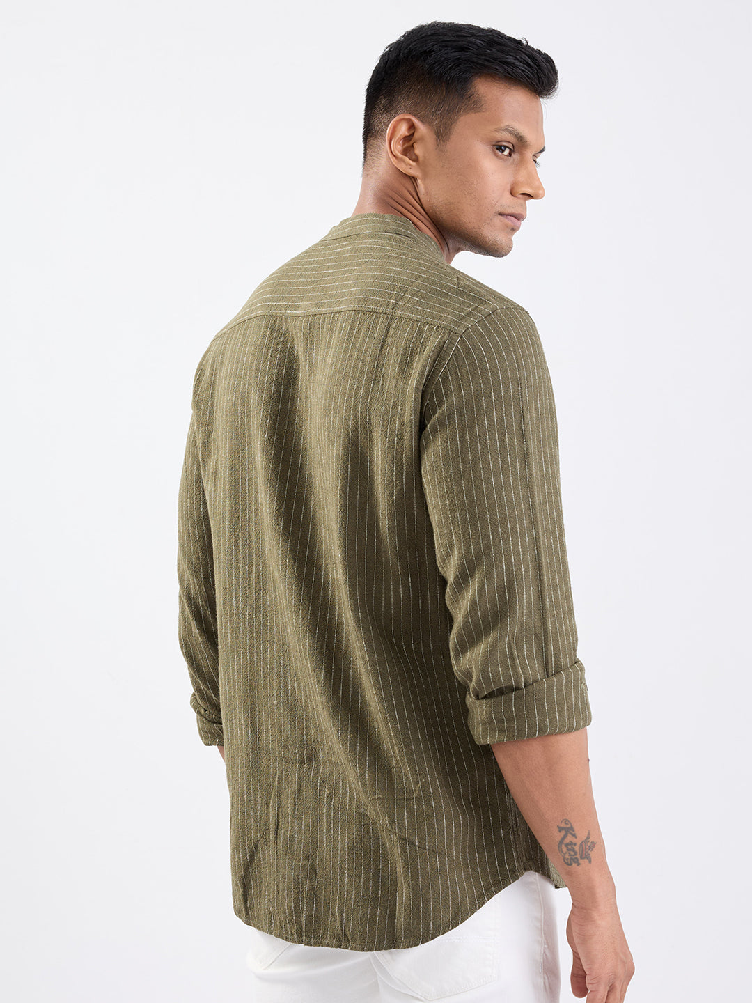 Spykar Avocado Green Slim Fit Casual Shirts For Men