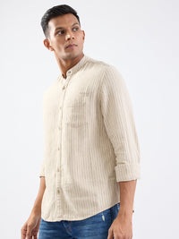 Men Shirt Beige Slim Fit