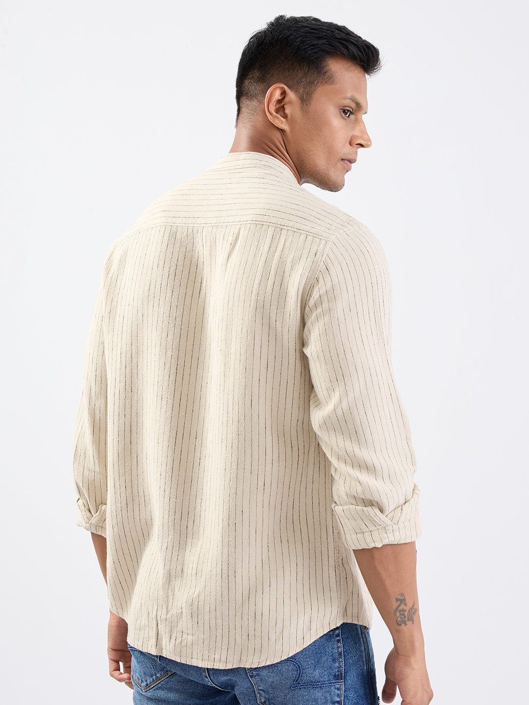 Spykar Light Fawn Slim Fit Casual Shirts For Men