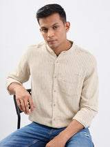 Men Shirt Beige Slim Fit