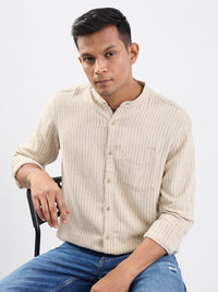 Men Shirt Beige Slim Fit