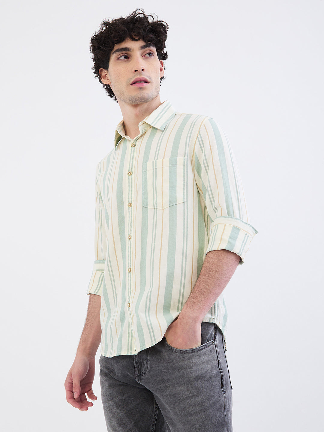 Men Shirt Green Slim Fit