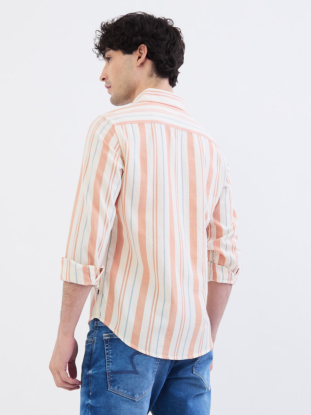 Spykar Tropical Pink Slim Fit Casual Shirts For Men