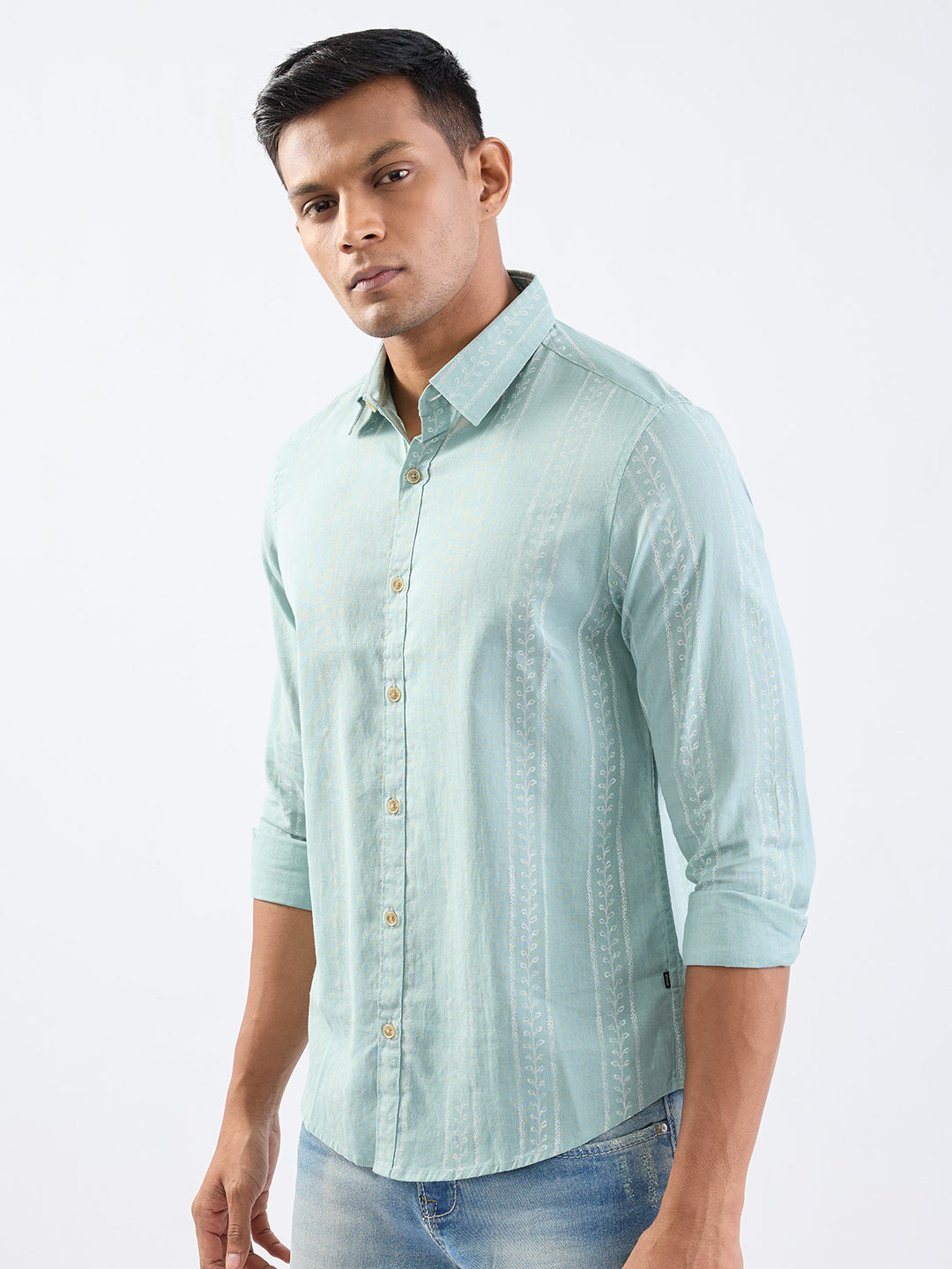Men Shirt Green Slim Fit