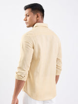 Men Shirt Beige Slim Fit