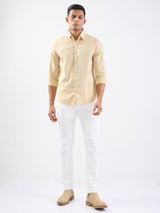 Men Shirt Beige Slim Fit