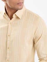 Men Shirt Beige Slim Fit