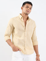 Men Shirt Beige Slim Fit