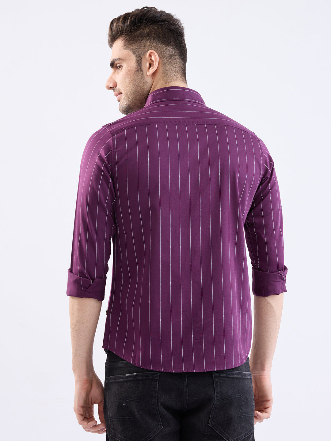 Spykar Plum Red Slim Fit Casual Shirts For Men