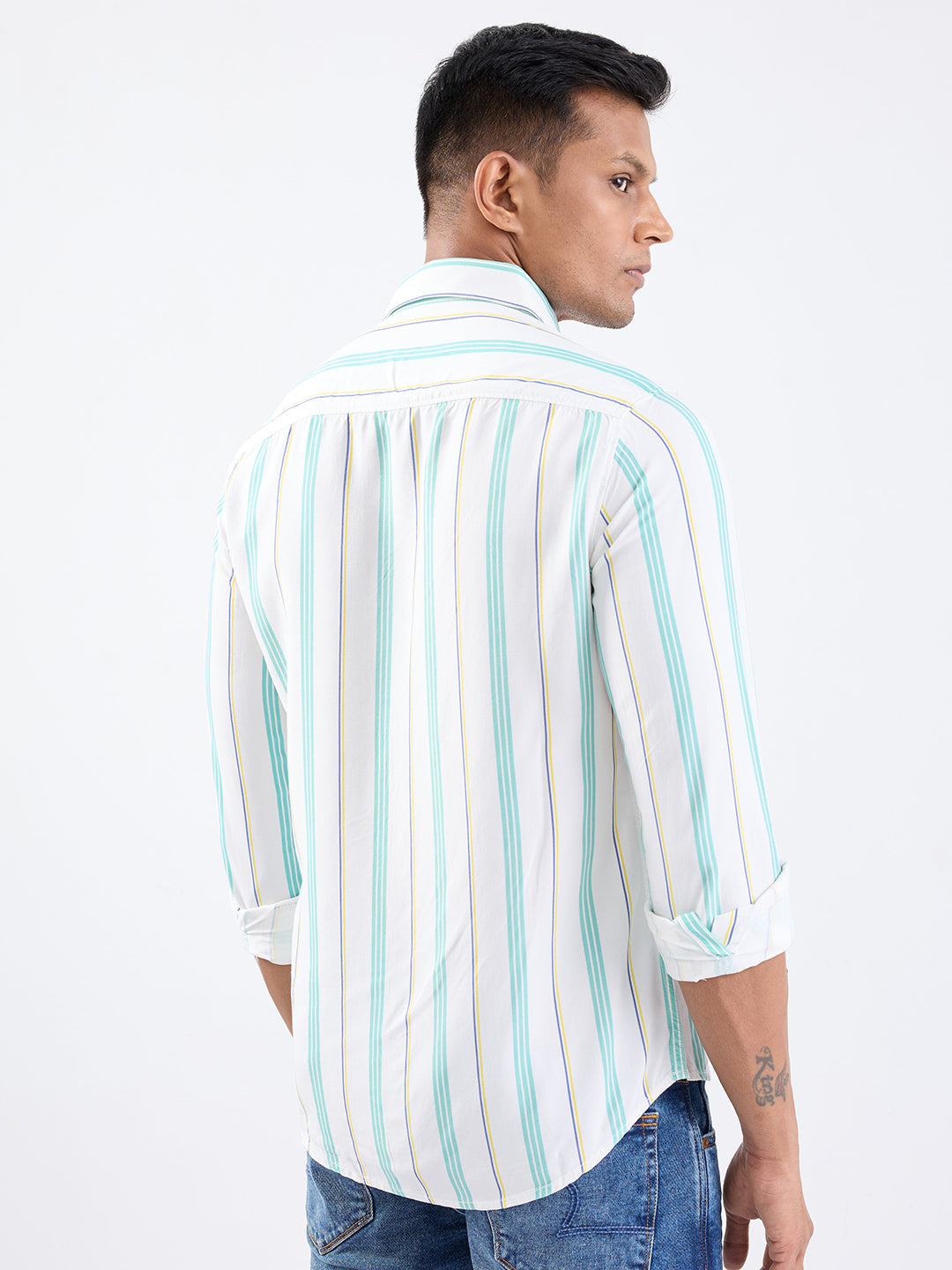 Spykar White Slim Fit Casual Shirts For Men