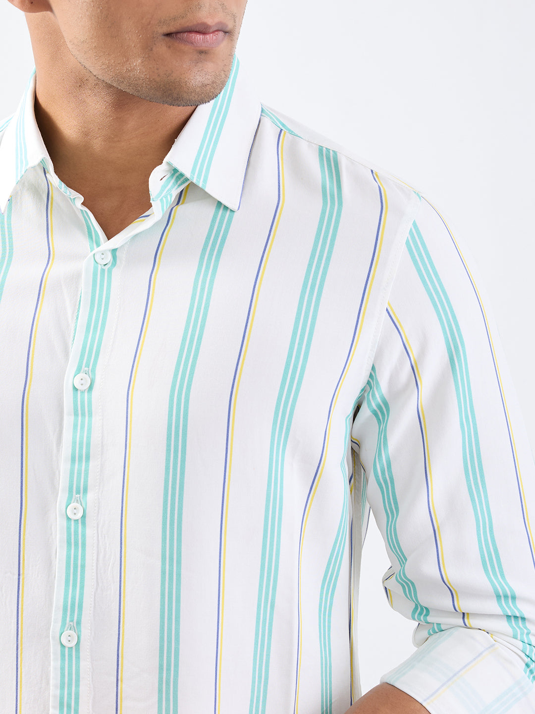 Spykar White Slim Fit Casual Shirts For Men