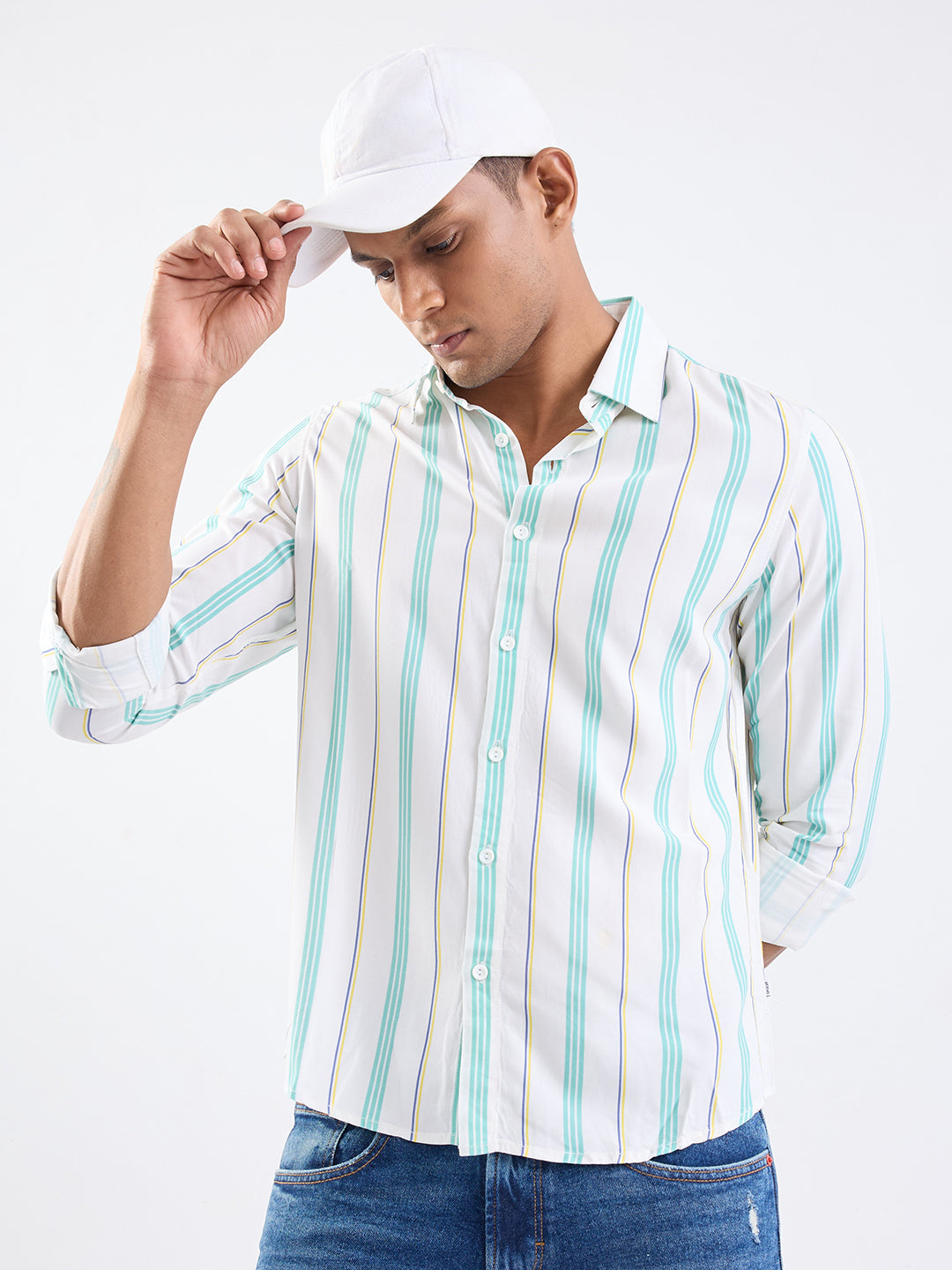 Spykar White Slim Fit Casual Shirts For Men
