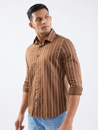 Men Shirt Brown Slim Fit