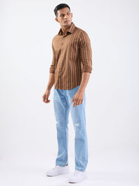 Men Shirt Brown Slim Fit
