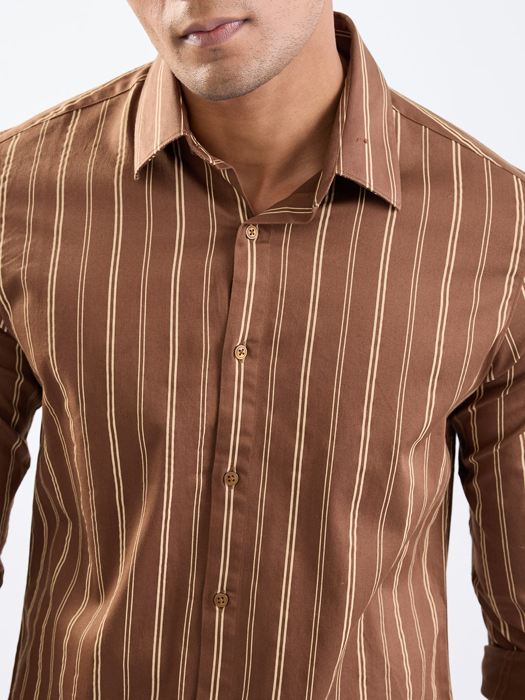 Spykar Bison Brown Slim Fit Casual Shirts For Men