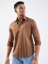 Men Shirt Brown Slim Fit