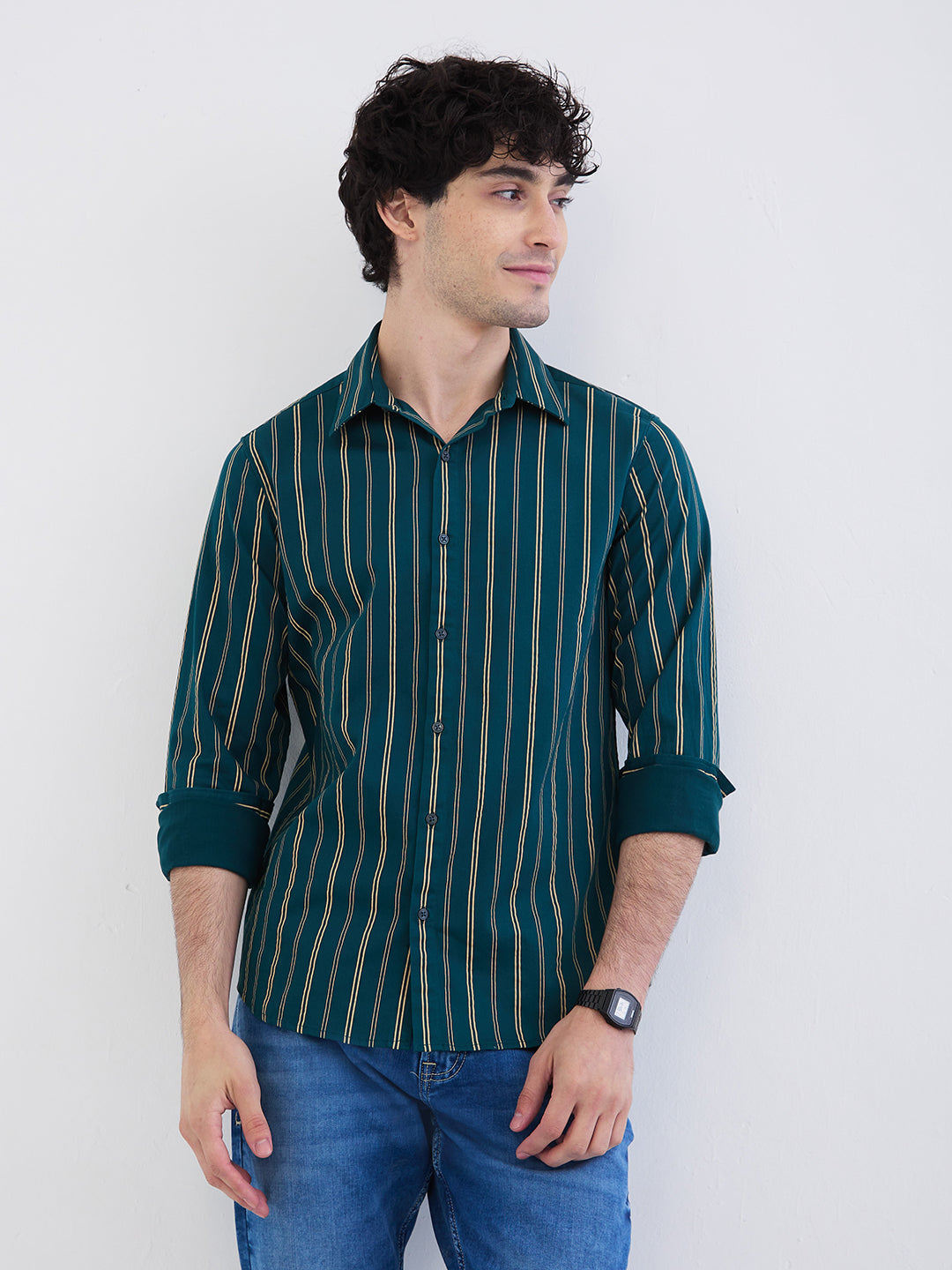 Men Shirt Green Slim Fit