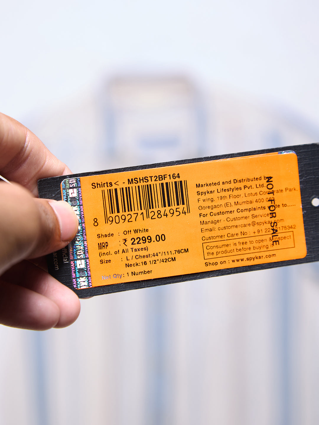 Men Shirt Stripe Off-White Regular Fit
