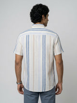 Men Shirt Stripe Off-White Regular Fit