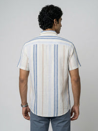 Men Shirt Stripe Off-White Regular Fit