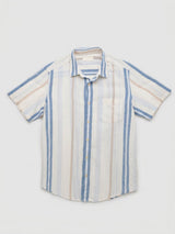 Men Shirt Stripe Off-White Regular Fit