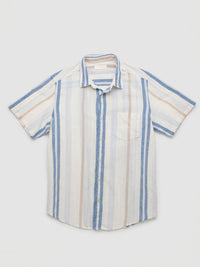 Men Shirt Stripe Off-White Regular Fit