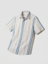 Men Shirt Stripe Off-White Regular Fit