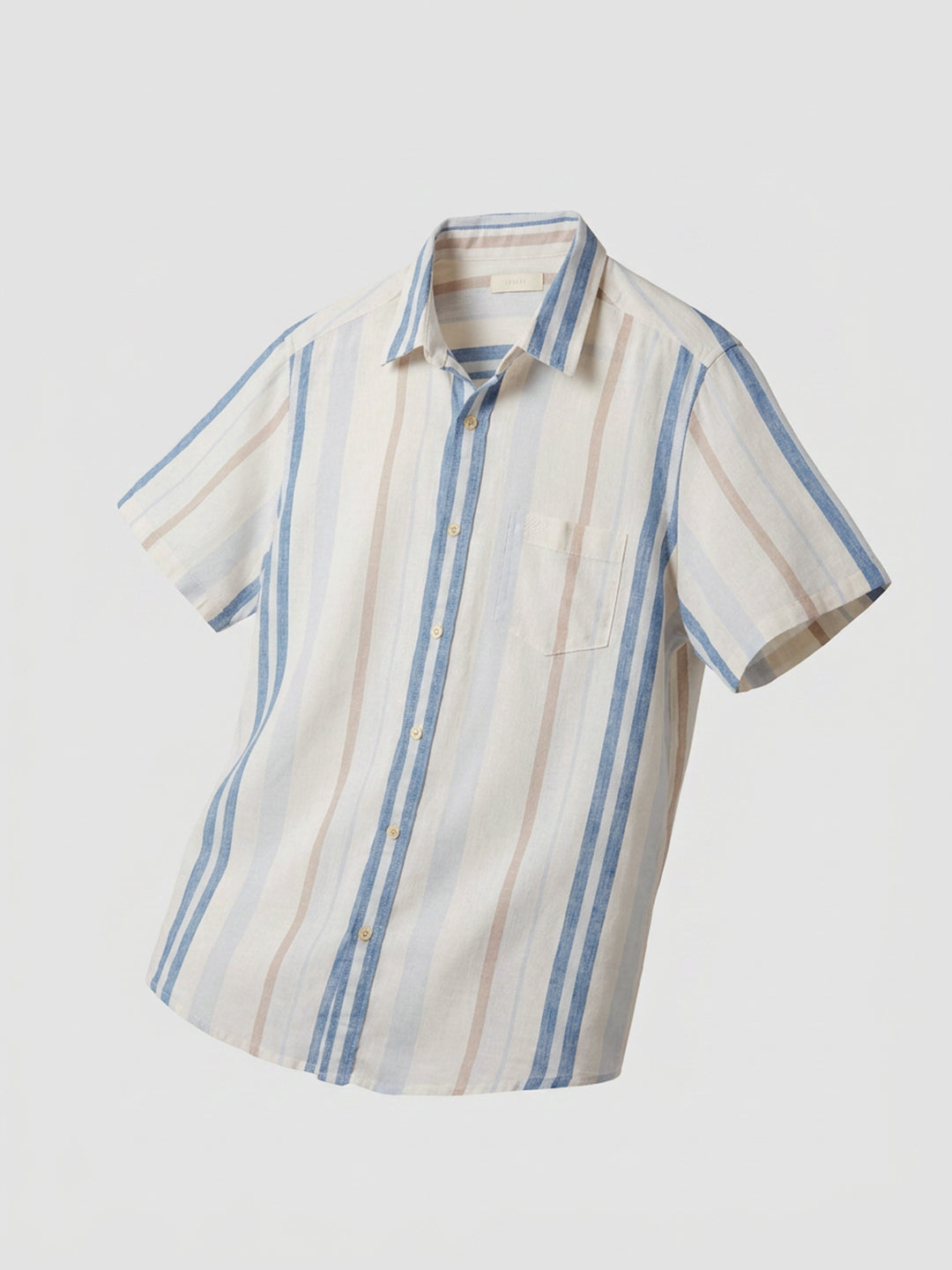 Men Shirt Stripe Off-White Regular Fit