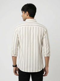 Men Shirt Stripe Off-White Regular Fit