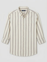 Men Shirt Stripe Off-White Regular Fit
