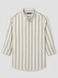 Men Shirt Stripe Off-White Regular Fit