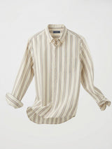 Men Shirt Stripe Off-White Regular Fit
