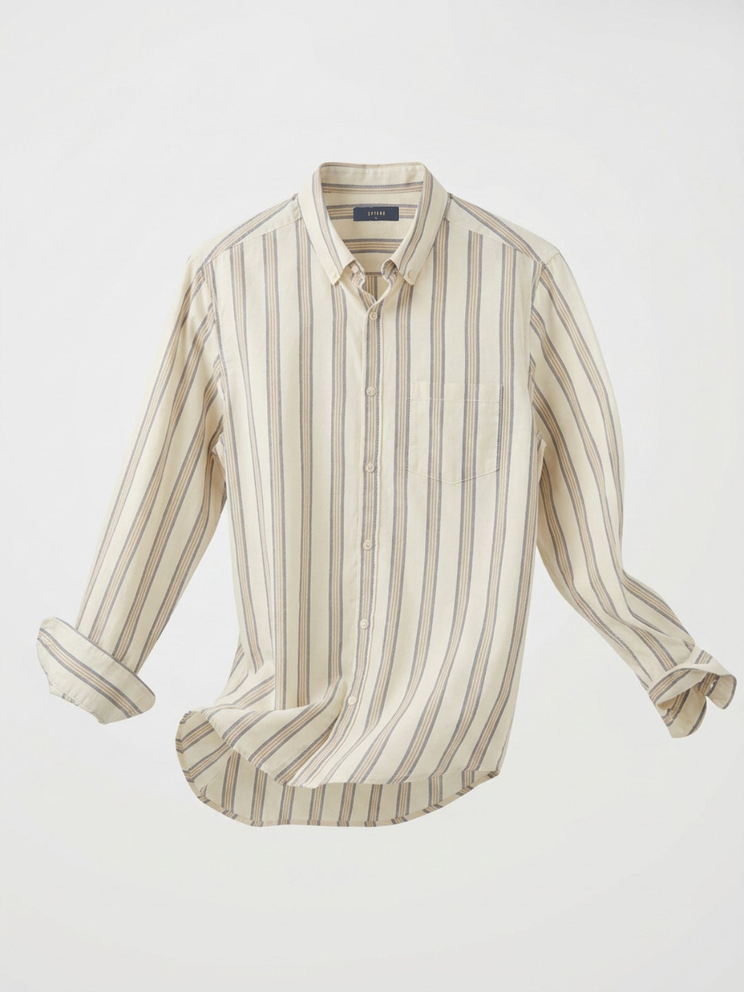 Men Shirt Stripe Off-White Regular Fit