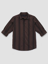 Men Shirt Stripe Brown Regular Fit
