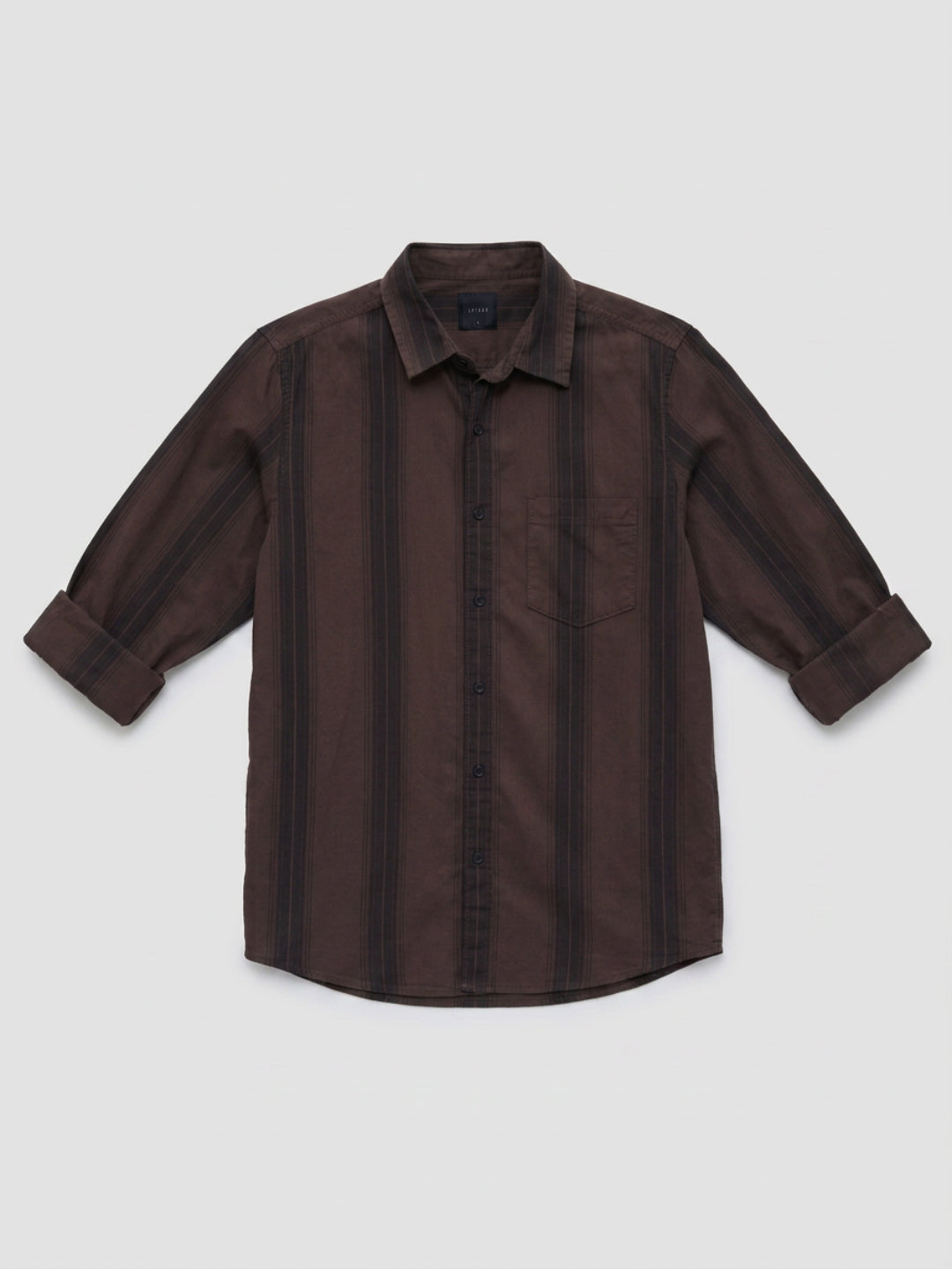 Men Shirt Stripe Brown Regular Fit