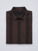 Men Shirt Stripe Brown Regular Fit