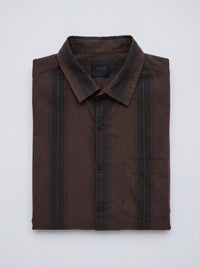 Men Shirt Stripe Brown Regular Fit