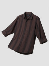 Men Shirt Stripe Brown Regular Fit