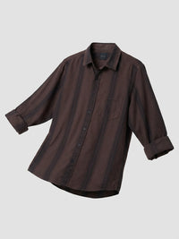 Men Shirt Stripe Brown Regular Fit