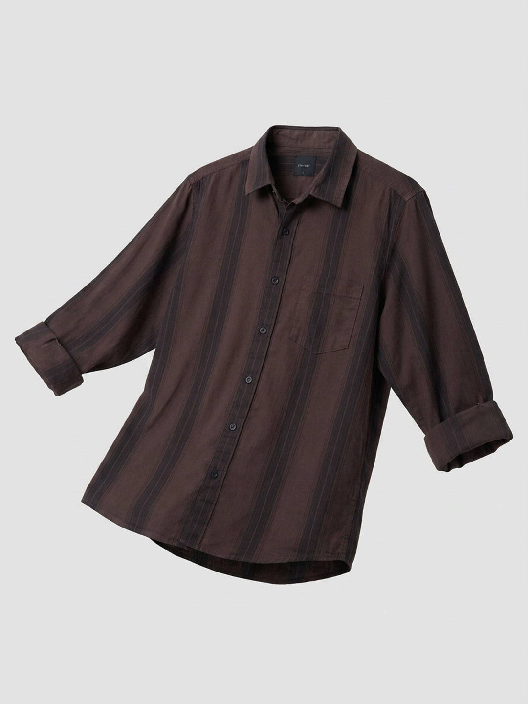 Men Shirt Stripe Brown Regular Fit