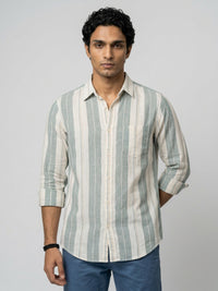 Men Shirt Stripe Blue Regular Fit