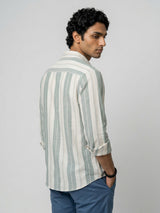 Men Shirt Stripe Blue Regular Fit