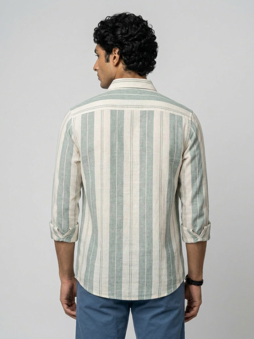 Men Shirt Stripe Blue Regular Fit